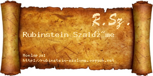 Rubinstein Szalóme névjegykártya